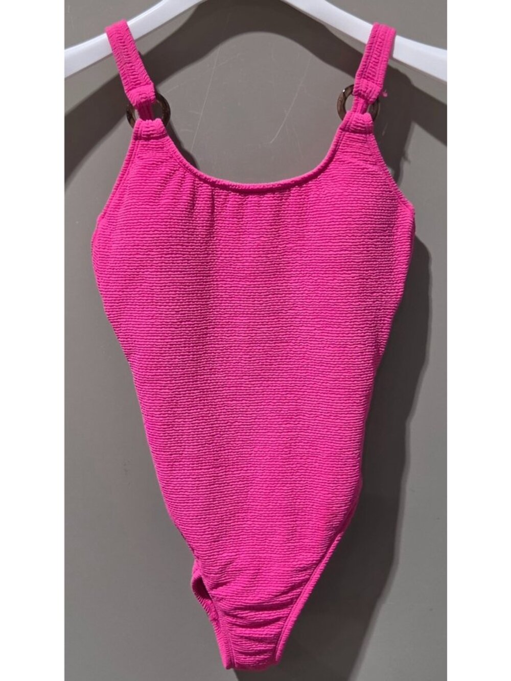 Shade & Shore Pink Pucker Textured & Ring Accent 1 Pc Swimsuit -- Women's XS 0/2